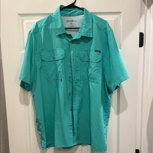 Eddie Bauer Men's Aqua Button Down Shirt